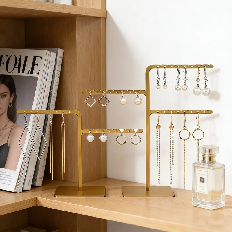 Metal Earrings Display Stand Counter Earrings Display Rack Desktop Jewelry Storage Holder Women's Jewelry Organizer Shelf
