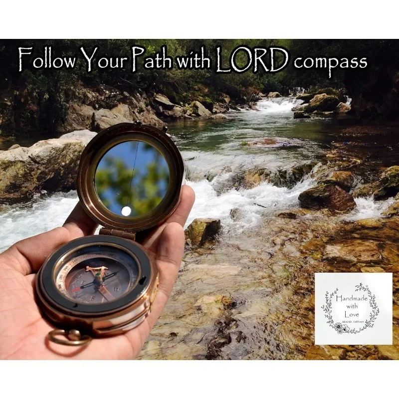 

Trust in the Lord with All Your Heart - Proverbs 3:5-6 Quote Engraved Compass with Wooden Box, Gift Compass