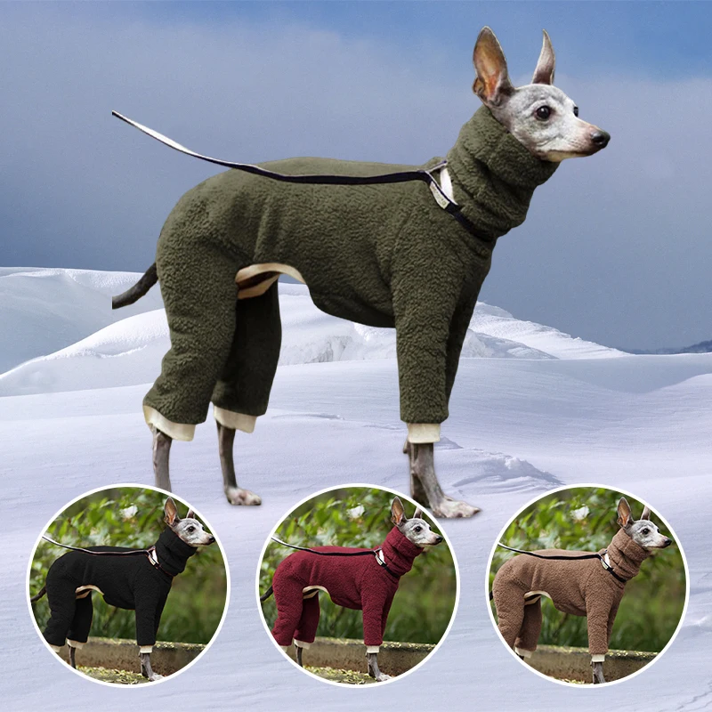 

Solid Color Winter Coat Pet Warm Fleece Turtleneck Vest Jacket Whippet Greyhound Gree Dog Jumper