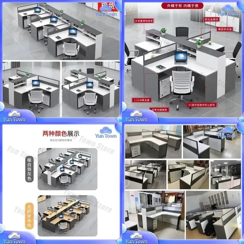 Modern Modular White Office Desk Workstation for Staff 2 4 6 8 Person Seater Table for Home Office Furniture Work Desk for