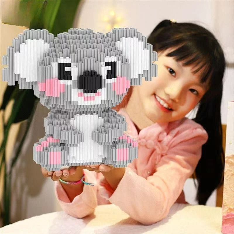 Leuke Koala Dier Bouwstenen Speelgoed Kleine Deeltje Bakstenen Kinderen DIY Speelgoed Koala 3D Model Jongen Verjaardagscadeau