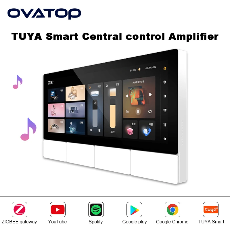 

6,2-дюймовый Wi-Fi TUYA ZIGEBEE, многофункциональный ИК-дом, центральная панель управления, Android 11, Bluetooth, система усилителя звука, настенный усилитель