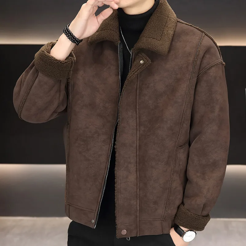 

Winter Autumn New Plush Thick Leather Clothes Men Jacket Motorcycle Leather Clothes Trend Jacket Coat Men Faux Leather Jacket