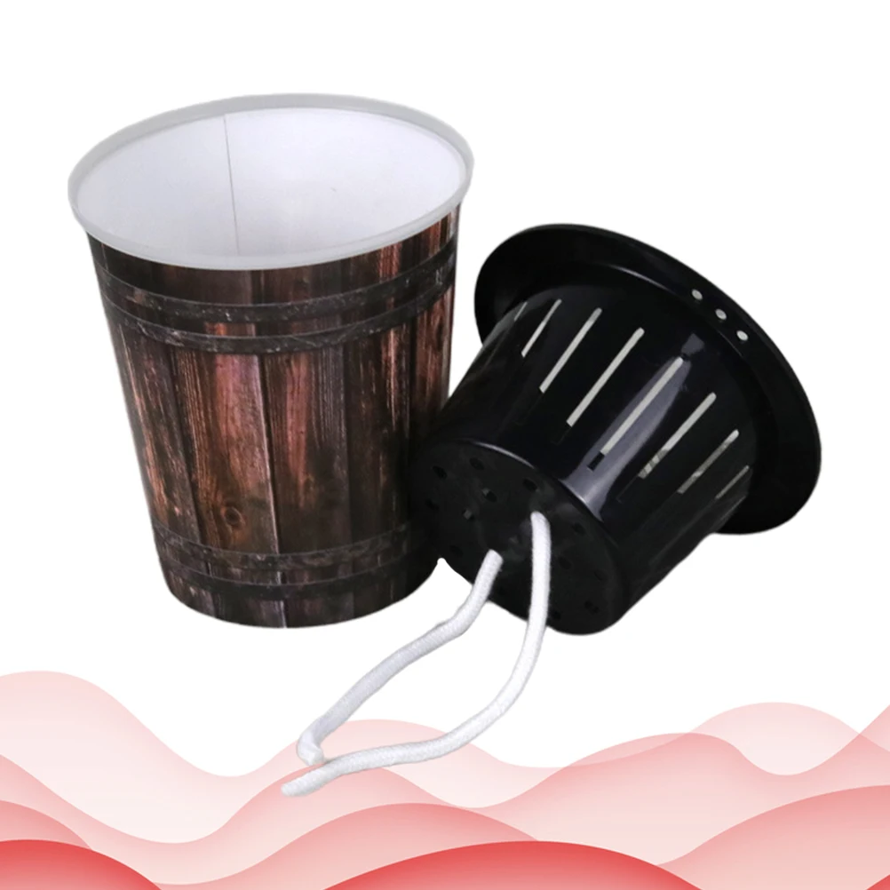 

5Pcs Resin Wood Grain Flowerpot Vintage Succulents Planter 110mm Balcony Desktop Ornament Durable Deformation-Resistant