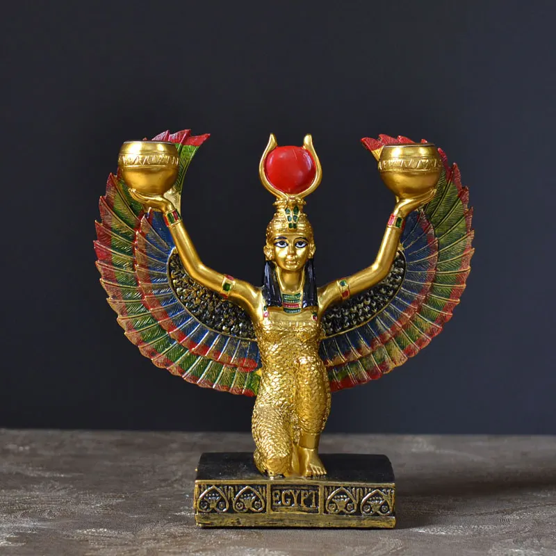 

EGYPTIAN MYTHOLOGY ISIS GODDESS SOUVENIRS QUEEN CANDLEHOLDER DECORATION CREATIVE LIVING ROOM DESKTOP FIGURINESroom Art