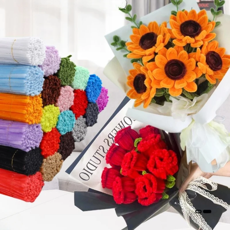 Tubo de tallo de chenilla para niños, juguetes creativos DIY, limpiadores de palos de chenilla, Material educativo hecho a mano para guardería, tiras de felpa