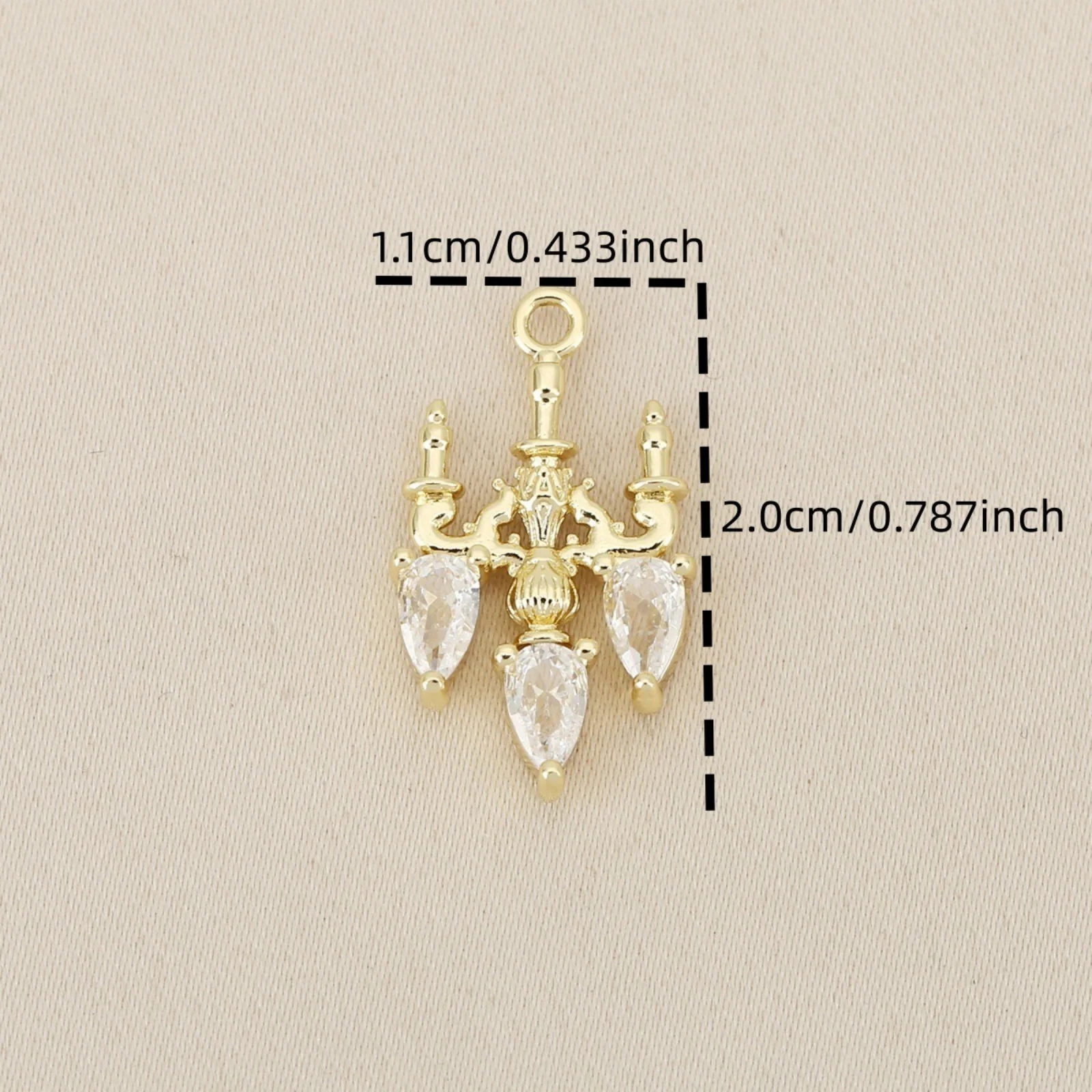 2pcs Brass Style Of Royal Court Character Charms Gold Plated Chandelier Ceiling Lamp Cubic Zirconia Pendant DIY Necklace Jewelry