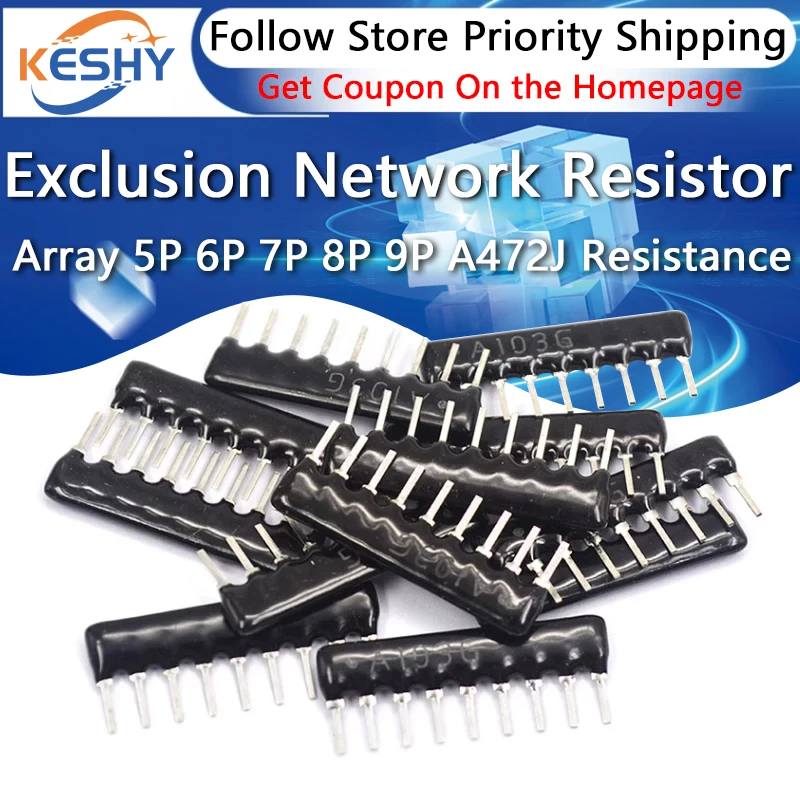 

10PCS Exclusion Network Resistor Array 5PIN 6PIN 7PIN 8PIN 9PIN 1K 4.7K 10K 47K A102J A122J A202J A222J A332J A472J Resistance