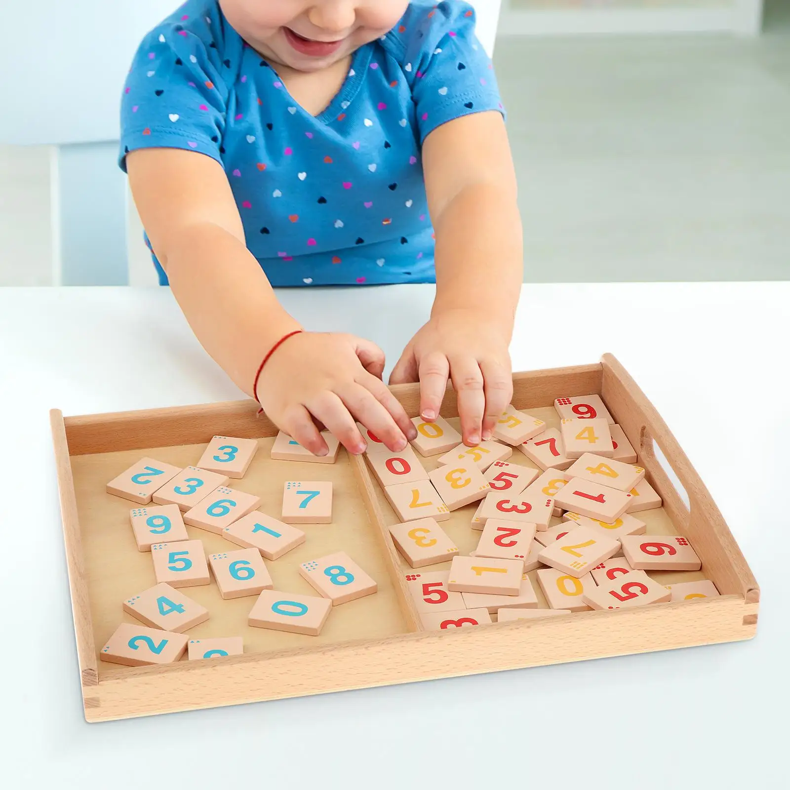 Montessori Wooden Tray Wooden Sorting Toys Trays 2 Compartments Teaching Aids