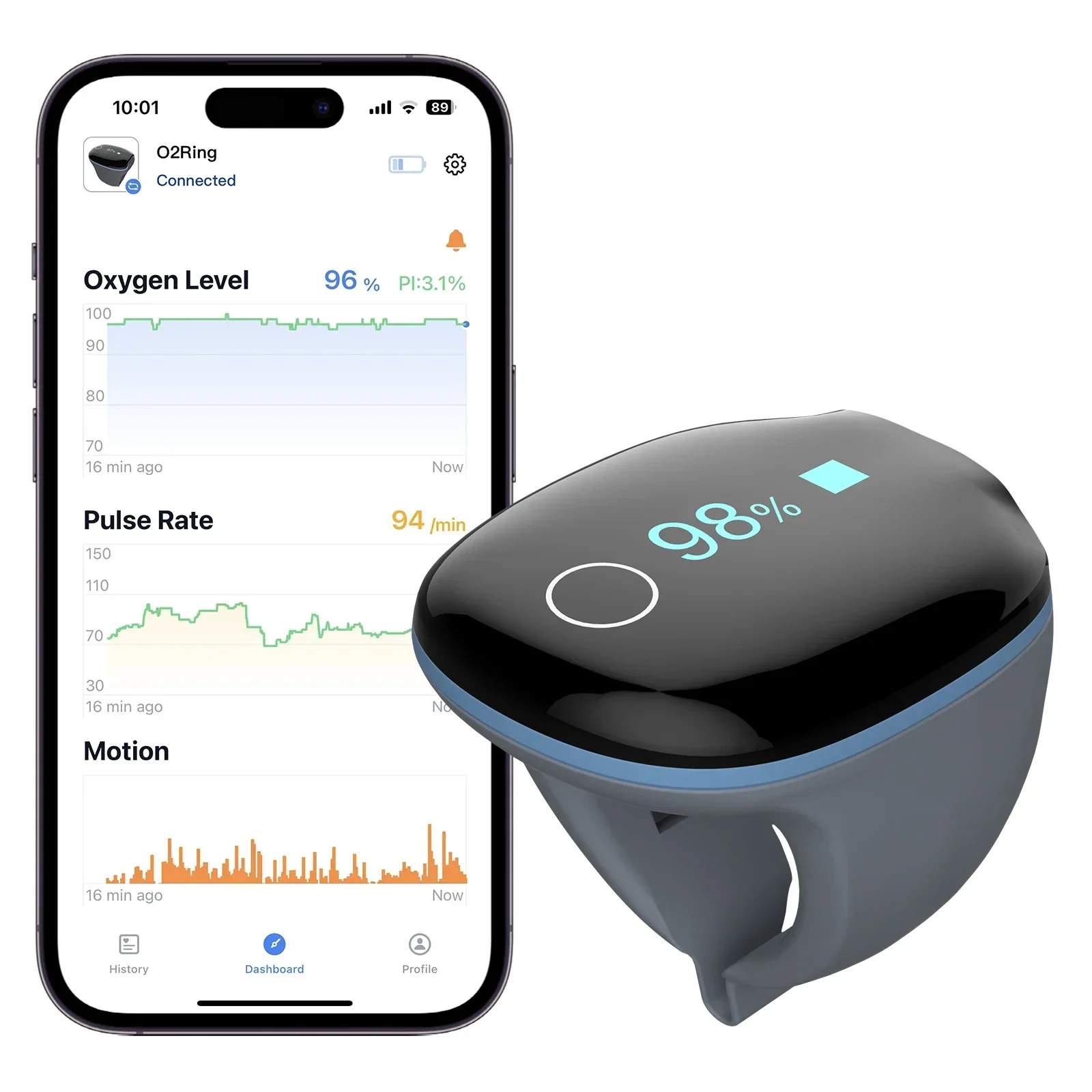 Wellue O2ring Touch Screen Recording Device Heart Rate Recording Device Apnea Syndrome Wrist Pulse Oximeter Diagnosing Sleep