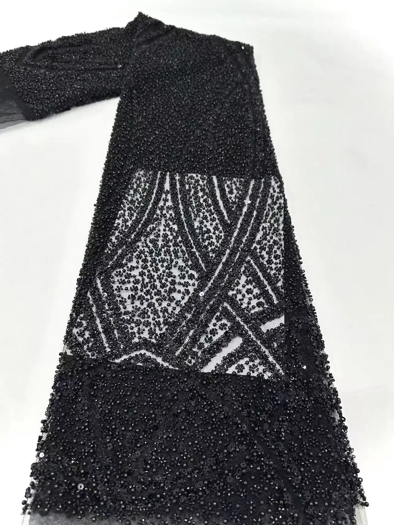 Luxury African Sequins Lace Fabrics High Quality 5 Yards Embroidery French Nigerian Tulle Lace Fabric For Wedding Party Sewing