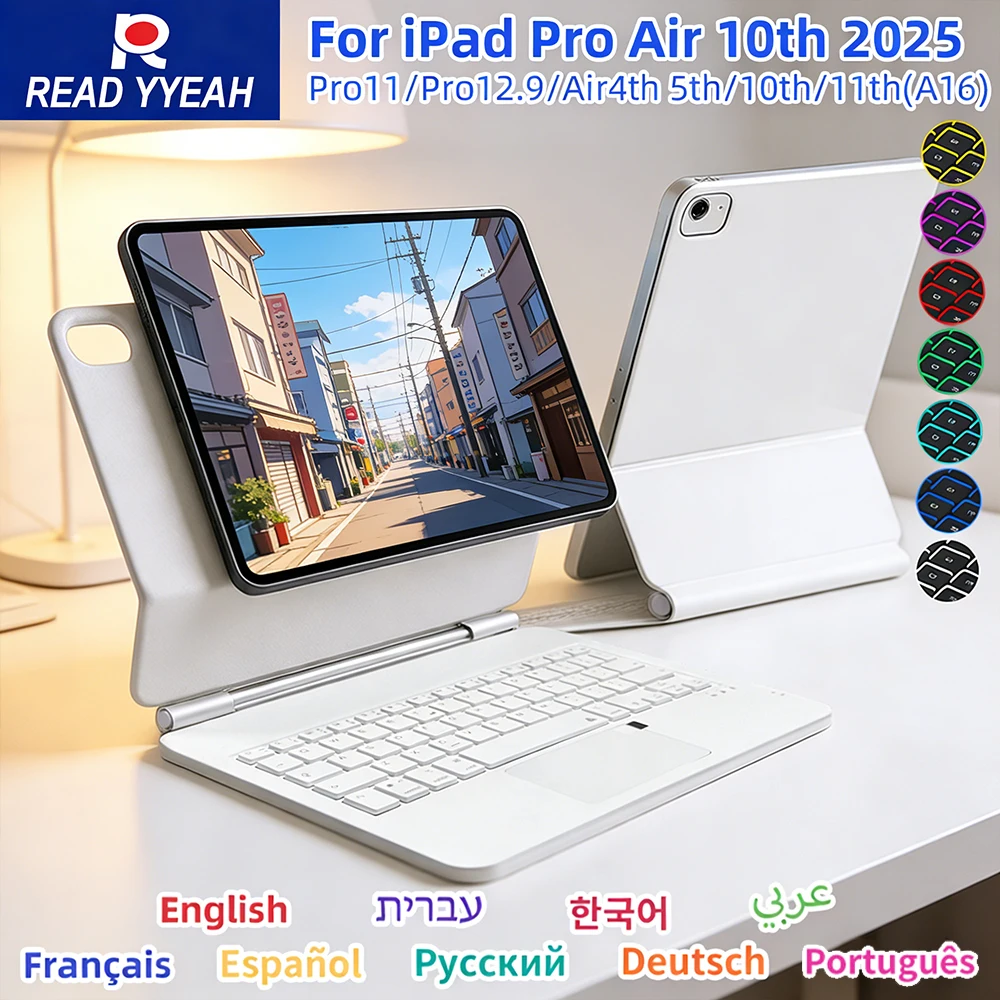 

Wireless Backlight Magic Keyboard For iPad Pro 11 12.9 Air 4 5 10.9in 10th Gen 11th A16 Air 6 Air 11 13 M2 M3 iPad Case For Gift