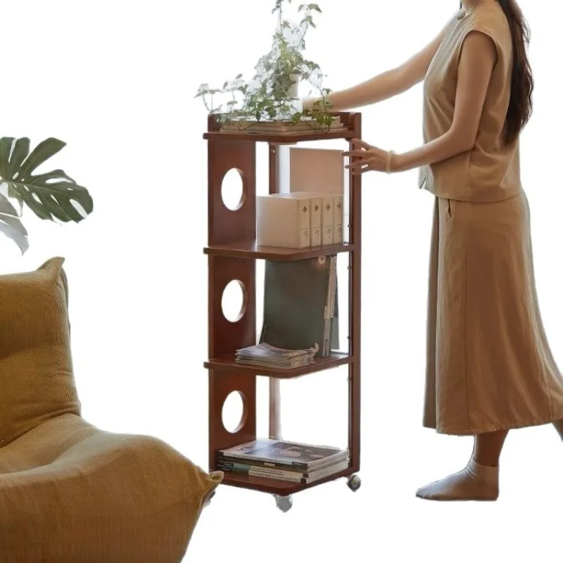 

medieval all-solid wood floor-to-ceiling bookshelf, movable sofa, storage living room