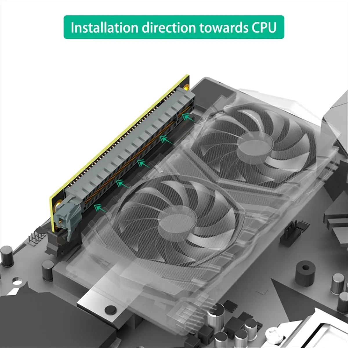 &ABDH& PCI-E 16X 3.0 90 Degree Reverse Male to Female Riser Card for 2U Server (Installation Direction Towards CPU)