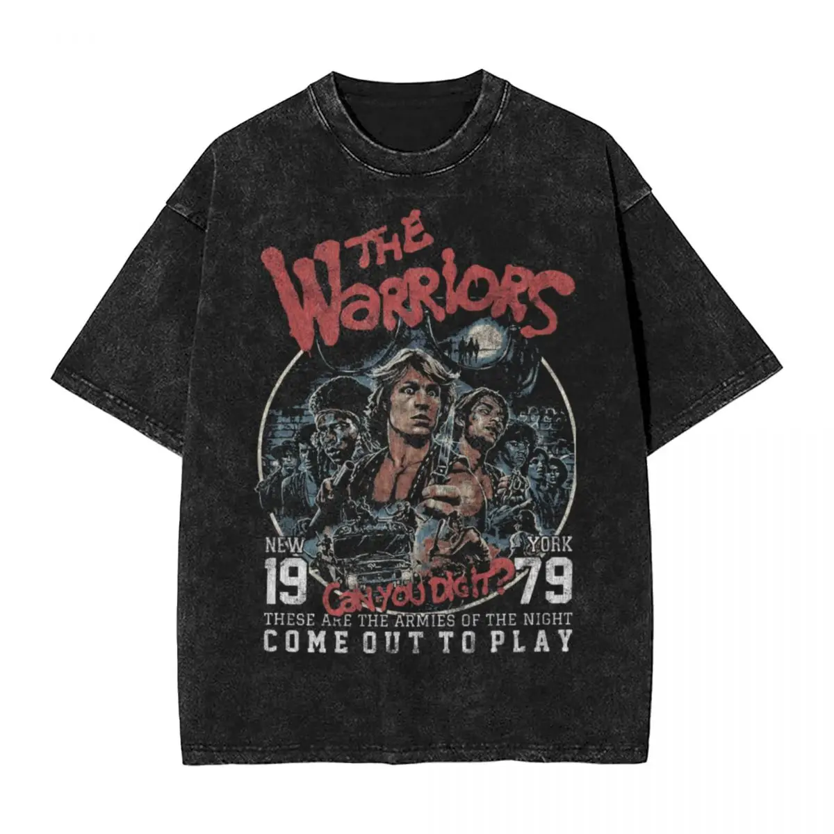 Washed T Shirts The Warriors Walter Hill Hip Hop Vintage T-Shirt Oversize Streetwear Cotton Summer Tops Tees Men Women