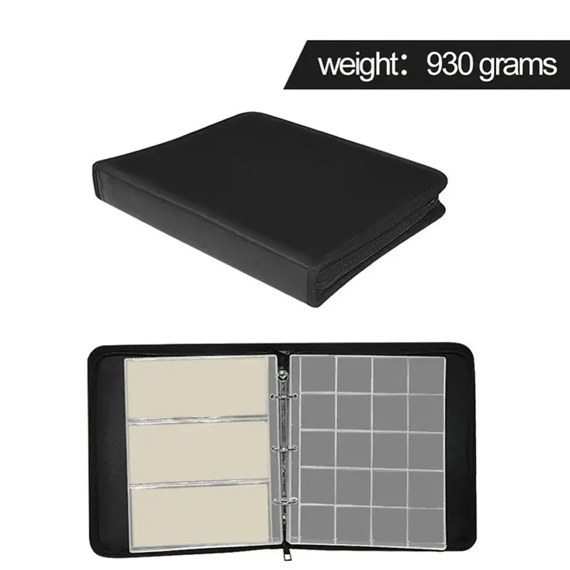 ABKQ-360 Pocket Coin Organiser Sleeve Album Fireproof Coin Collection Bookends Money Clip For Collection Supplies