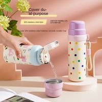 Cartoon Water Bottle Large Capacity with Lifting Rope Thermos Cup 316 Stainless Steel 350/500ML Drinking Water Cup Female