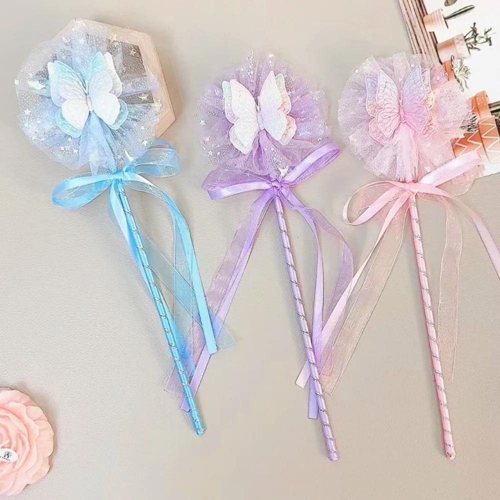 Girls Wand Pretty Butterfly Fairy Wands Dreamlike Role-playing Colorful Fairy Wands Plastic Colorful Kids Stick Wand