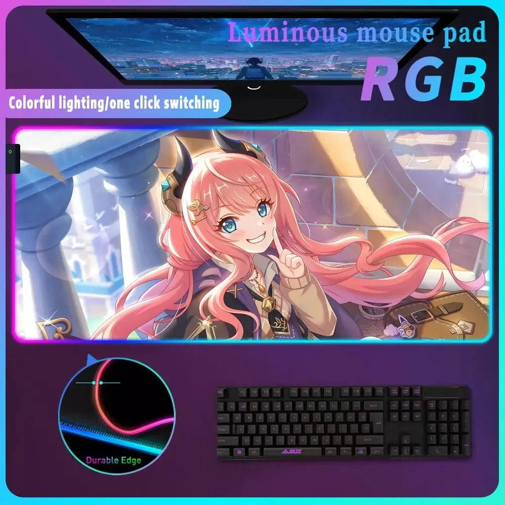 RGB Mouse Pad P_princess C_connect R_reDive  Large Extended Mause Desktop Mats Game Mousepad Luminous Desk Mat Laptop Cushion