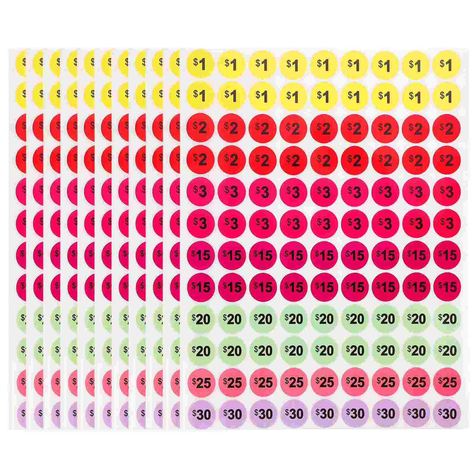 White Sticky Labels Shopping Mall Supermarket Dollar Price Tag Sticker Nail Stickers Tags Paper Circle
