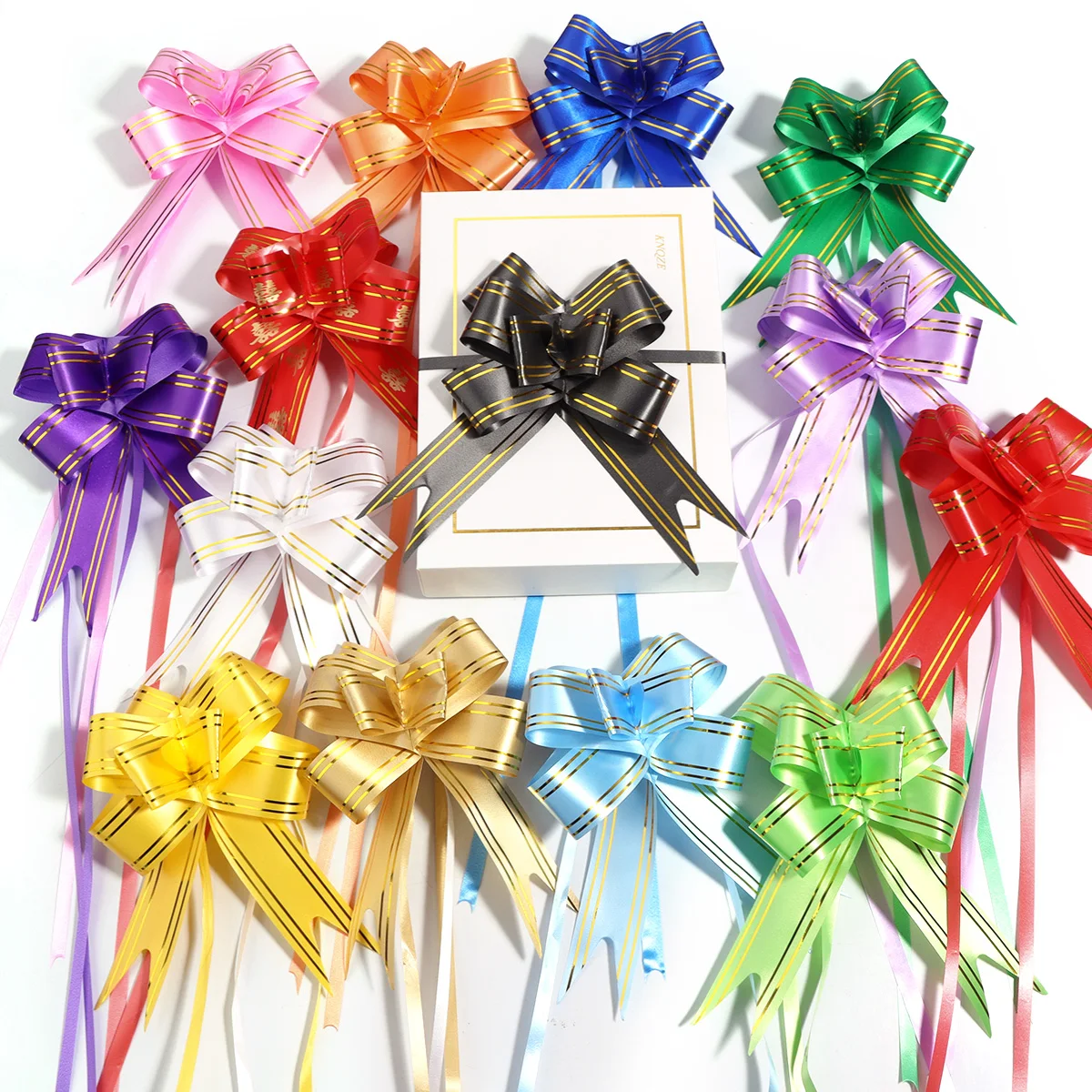 20/40/60pcs Colorful Gift Packaging Bows Gold Edge Butterfly Pull Bow Party Birthday Halloween Christmas Bow Gift Decoration