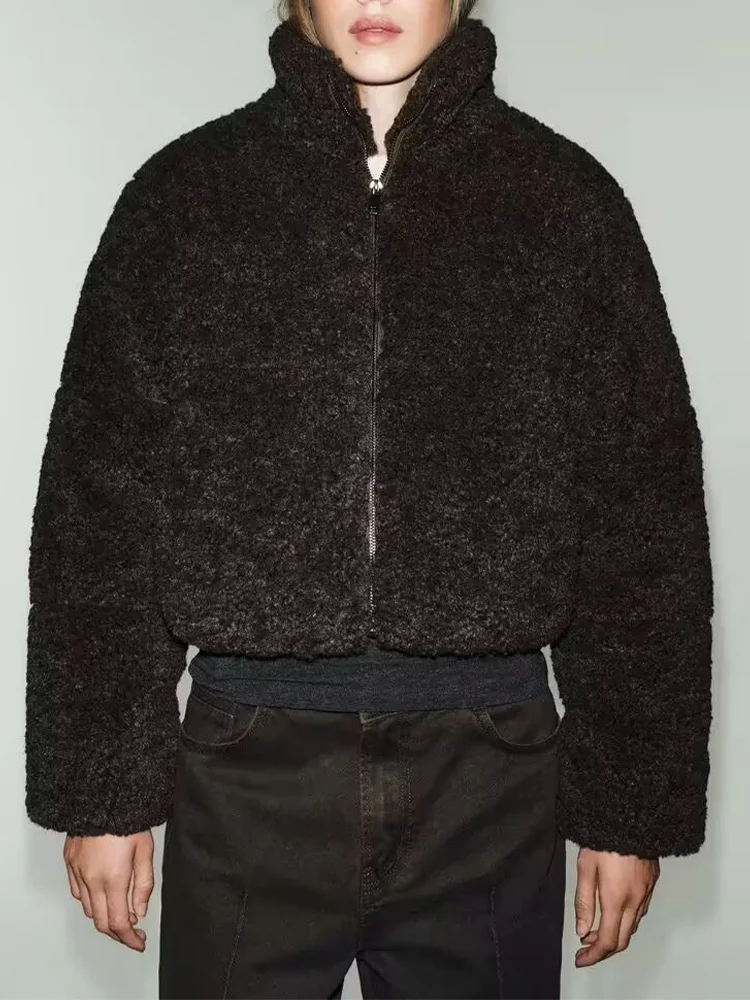 

Новое женское модное и универсальное однотонное пальто/куртка из хлопка с воротником-стойкой в европейском стиле.