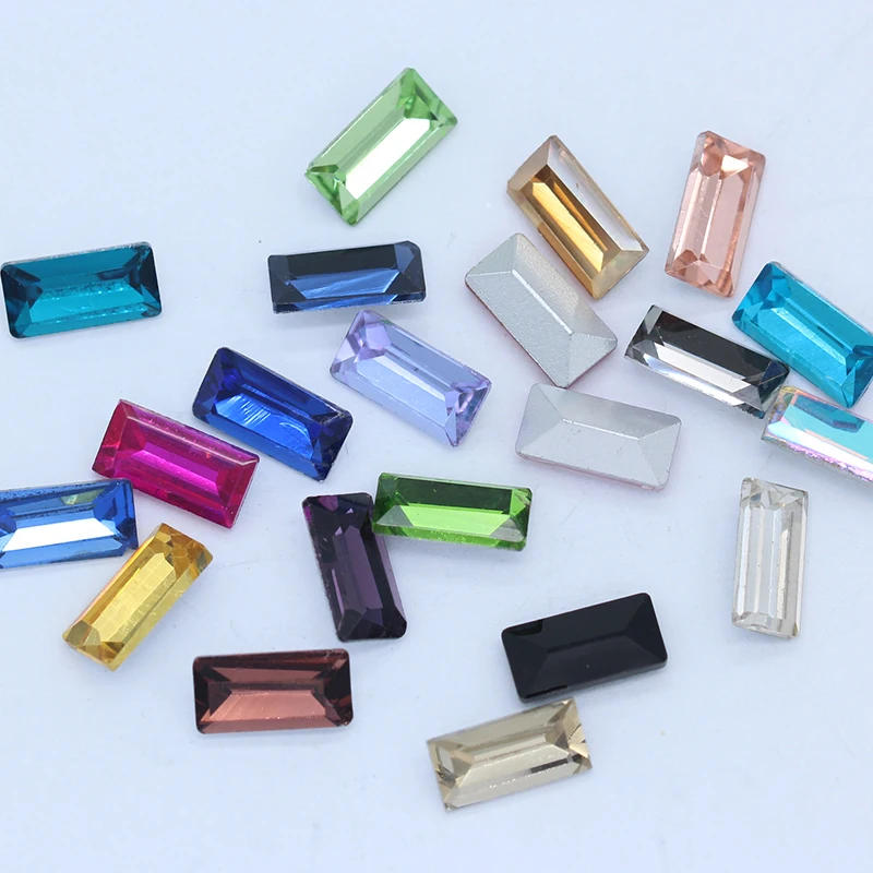 100p 5x10mm color rectangle pointed back fancy stone crystal Cut glass Nail Art rhinestones jewels Necklace Brooch Repair beads