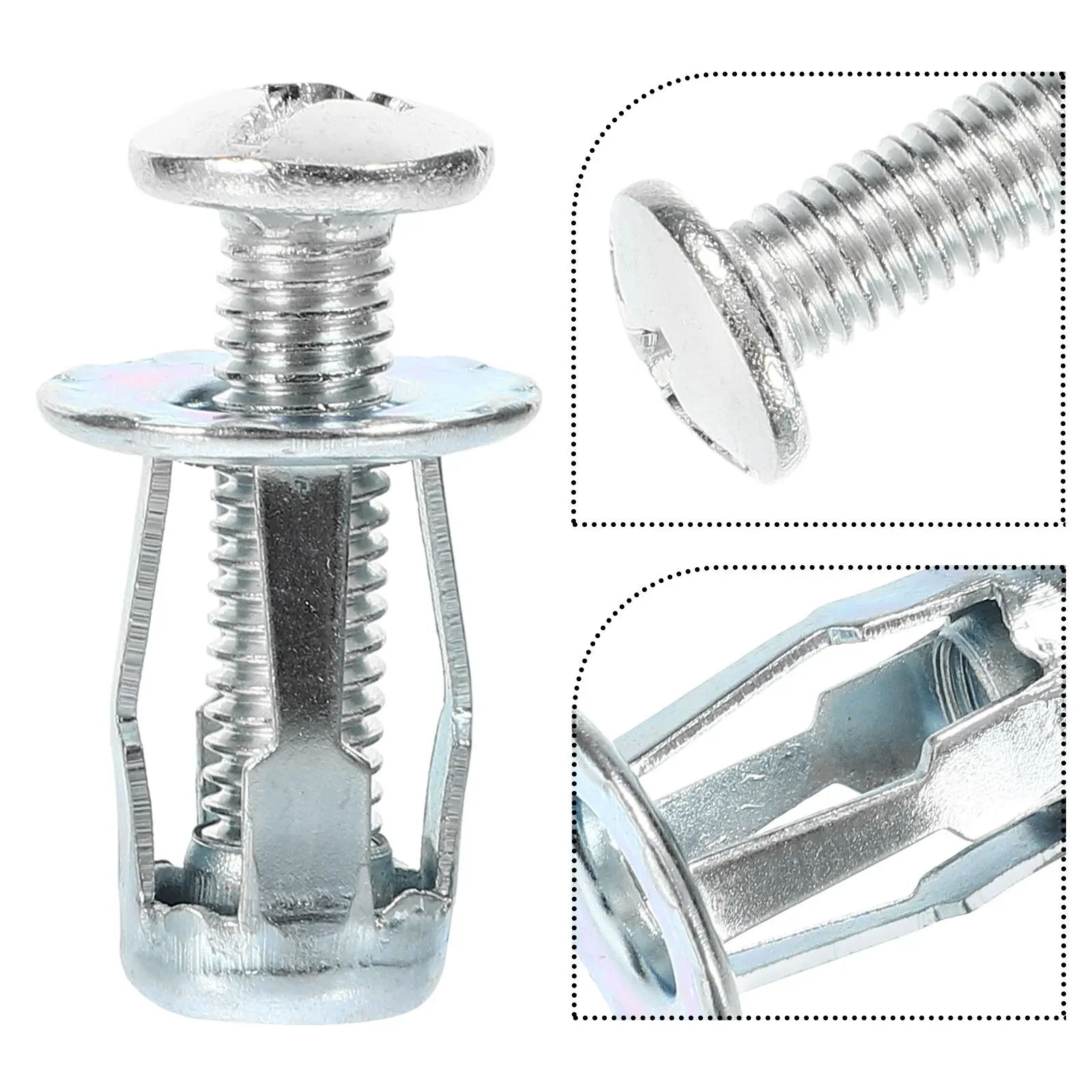 25Sets Nut Insert Galvanized Carbon Steel Petal Nuts Expansion Threaded Insert Set Reliable Fixings for Metal Plastic Wood