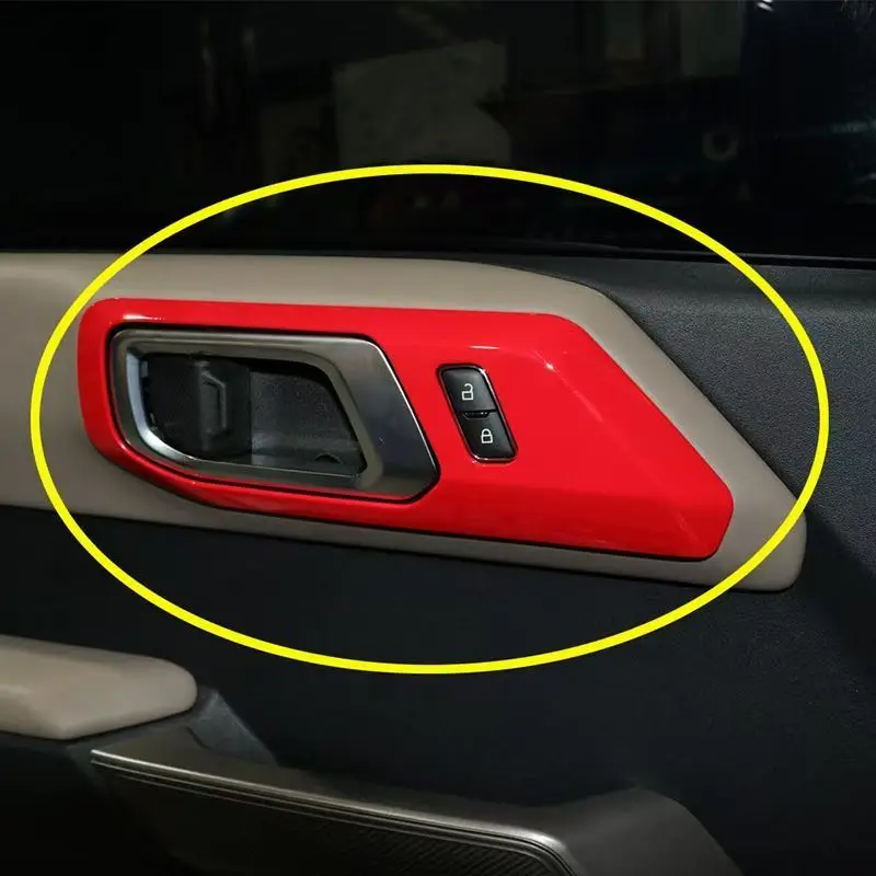 

SXMA B1038 Накладка на внутреннюю дверную ручку — 4 двери — красный для Ford Bronco 2020++ Декоративная отделка Внутренние аксессуары