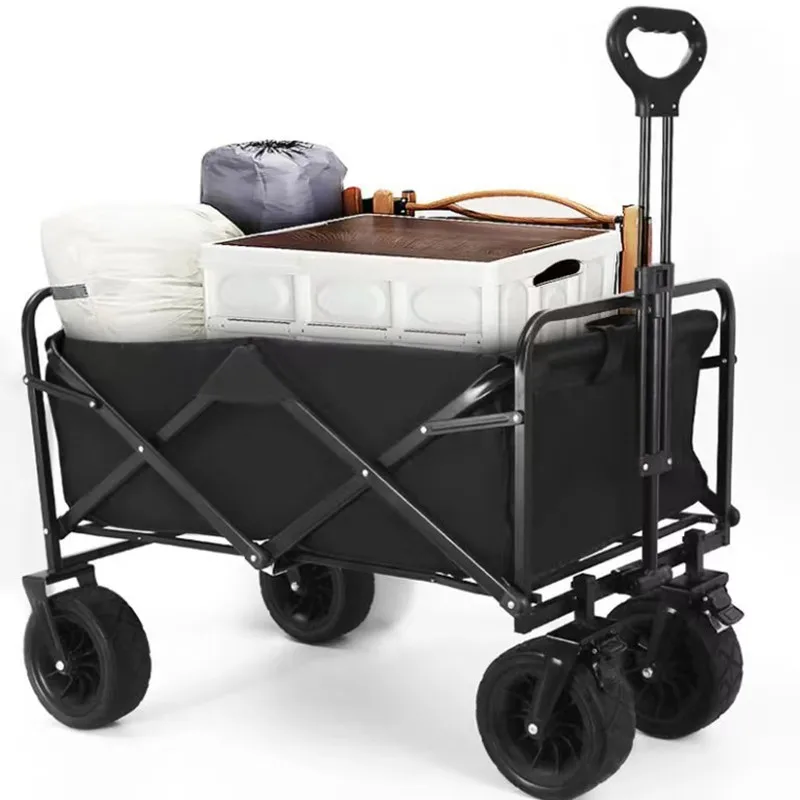 Collapsible Outdoor Utility Wagon Beach Wagon for Sand with Big Wheels Camping Portable Cart Heavy Duty 500lbs Capacity Utility