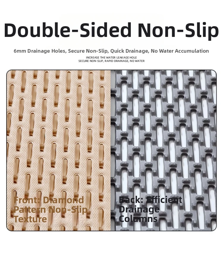 Bathroom Shower Mat Waterproof Foot Mat Hollowed Out Anti Slip Mat Shower Bathroom Restroom Toilet Water Barrier Pad