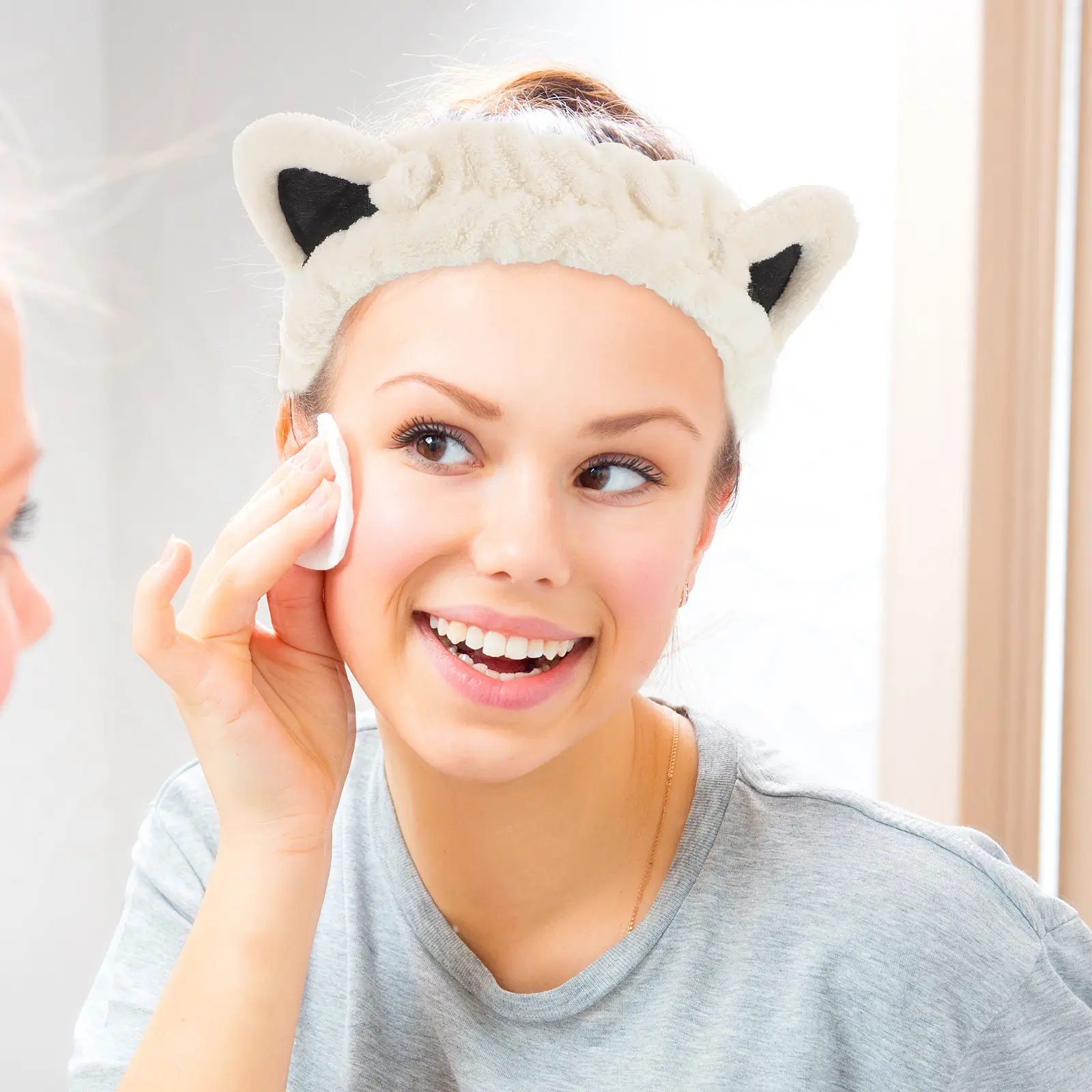 

3Pcs Skincare Headband Cat Ears Style for Face Washing Facial Care Soft Elastic Hairband Women Spring Trendy Animal Theme