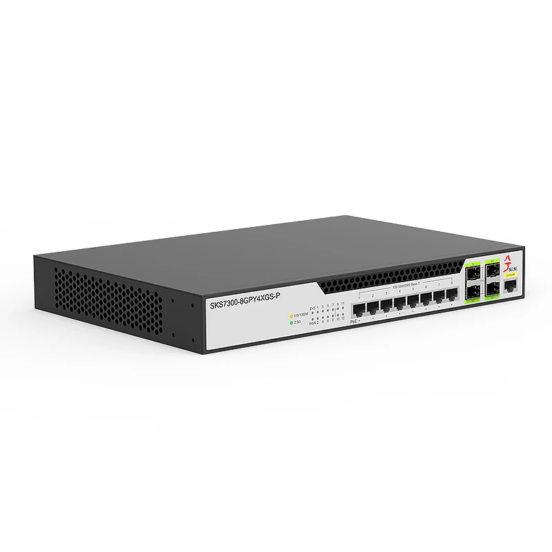 XikeStor 12 Port 2.5G L2 Managed PoE Switch 8 2.5G RJ45 & 4 10Gbps SFP+ Ports WEB/CLI Management Port Aggregation VLAN Division