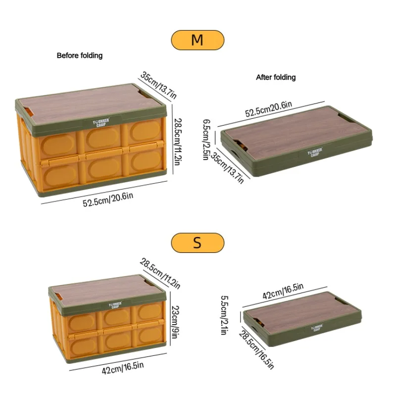 Outdoor Camping Folding Box Car Trunk Wooden Cover Camping Equipment Organizer Household Storage Box