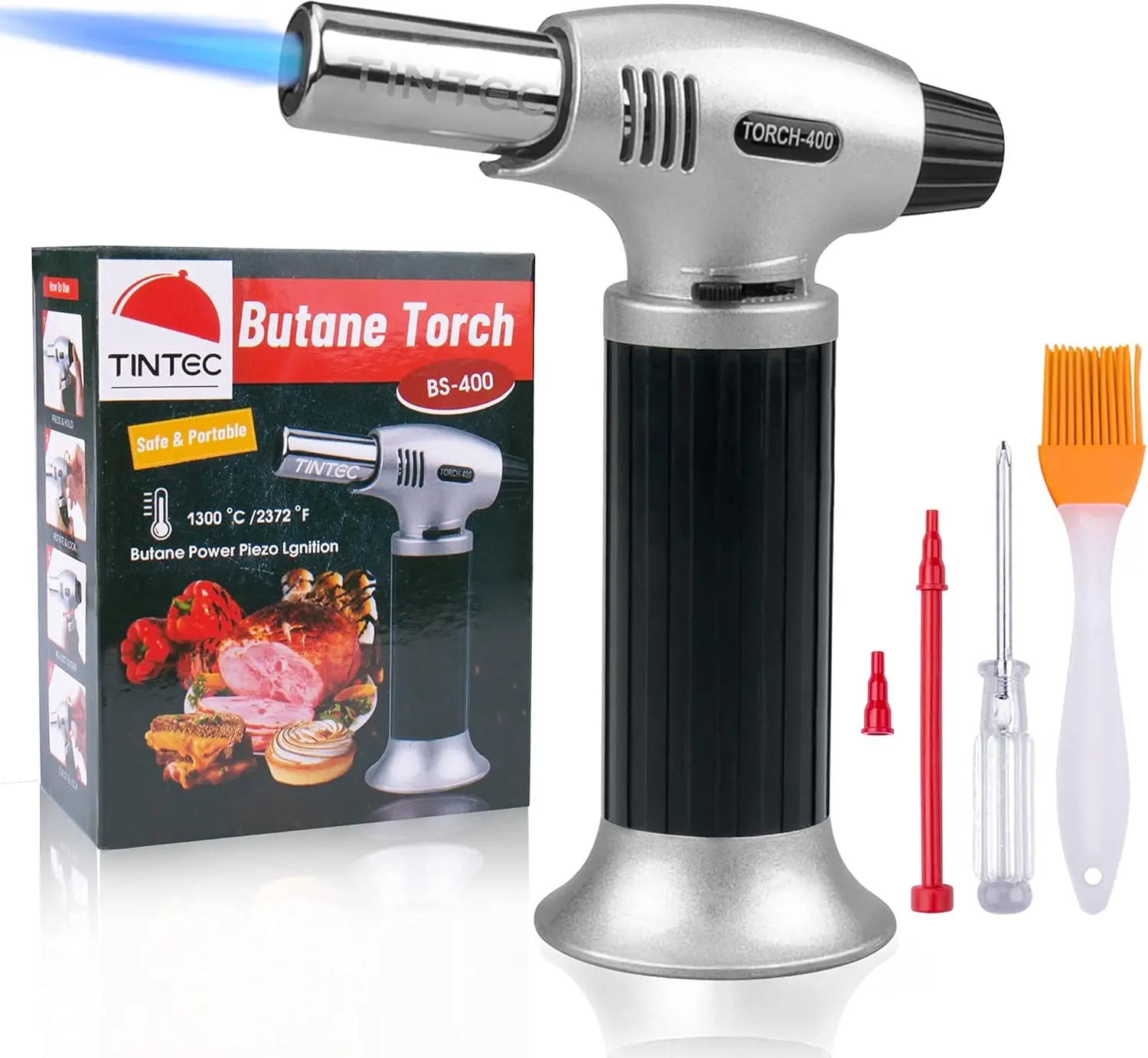 

Adjustable Butane Culinary Torch with Safety Lock, Ideal for Cooking, BBQ, Baking & DIY Projects