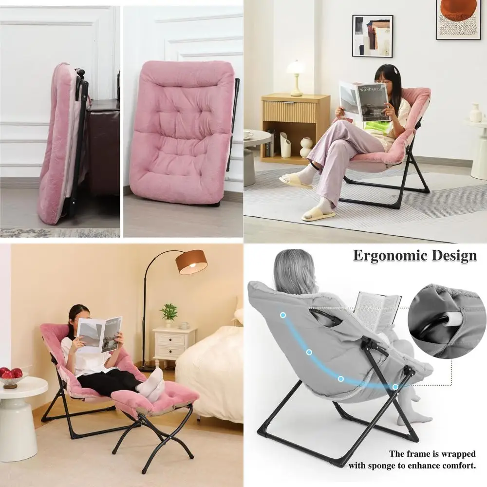 

Oversized Soft Faux Fur Lounge Chair for Adults, Bedroom Reading Seat, X-Large Dusky Pink