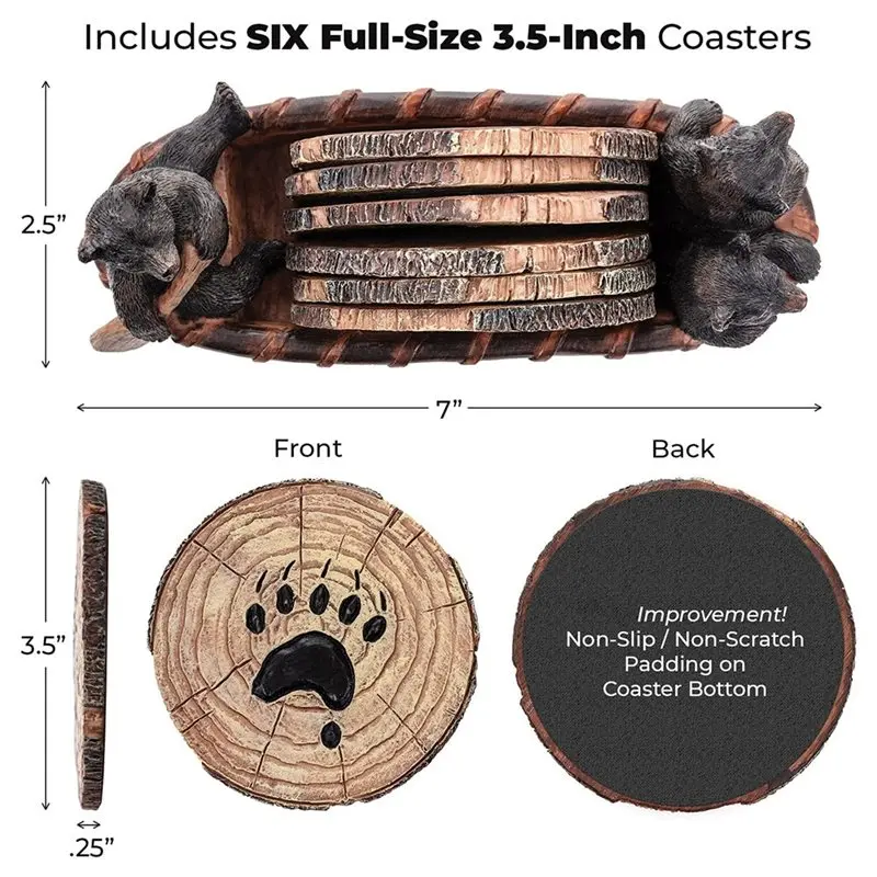 

СКИДКА! Набор из 6 подставок под кружки в форме медведя, декорации в виде медвежьего домика, деревенский декор для дома