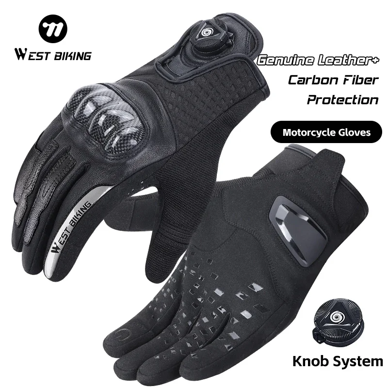 WEST BIKING Full Finger Cycling Gloves Touch‑Sensitive Palm Pads Breathable Non Slip Motorcycle Outdoor Sports Riding Gear