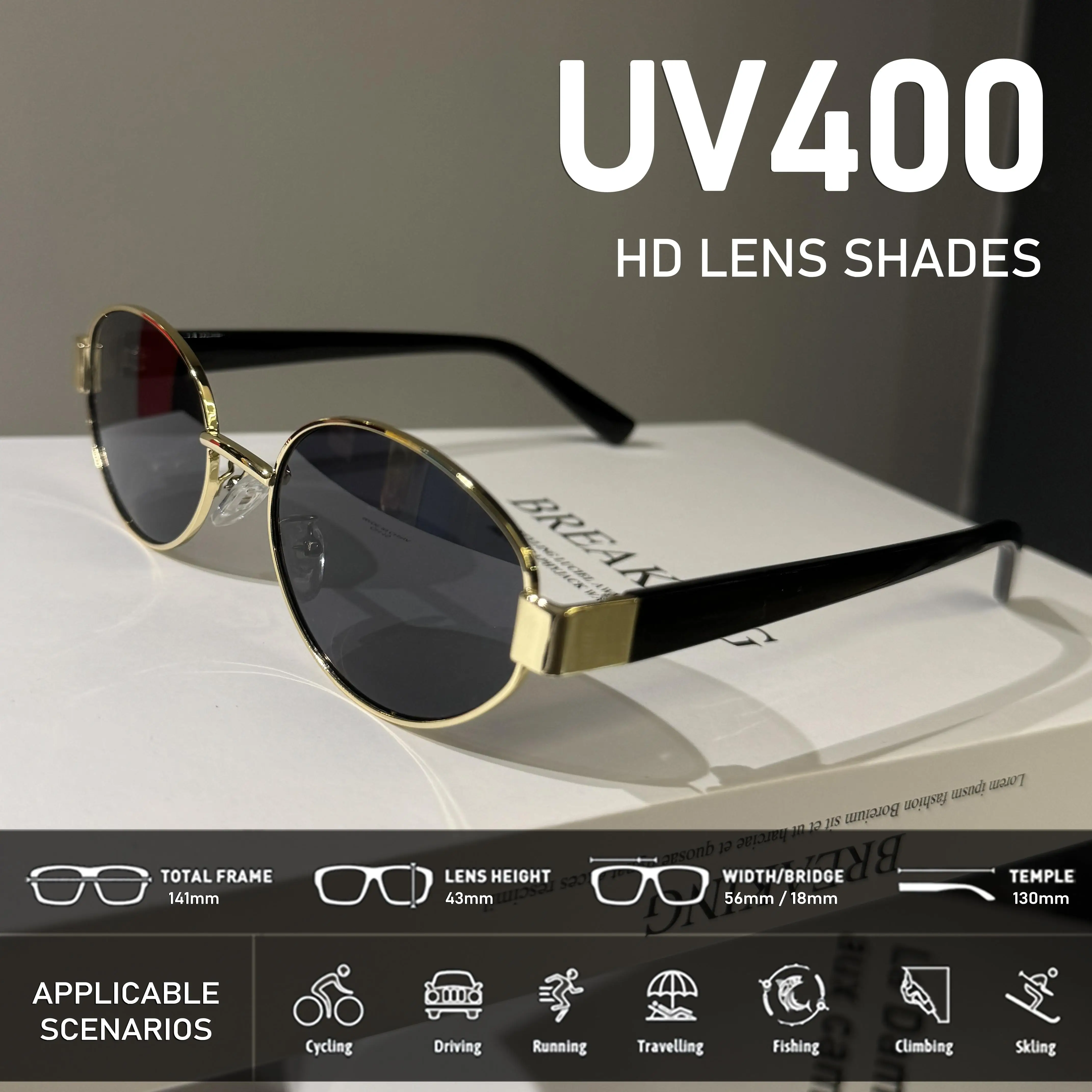 Fashion Oval Sunglasses Women Retro Trend Outdoor Metal Sun Glasses High Quality Classic Men Luxury Brand UV400 Eyewear