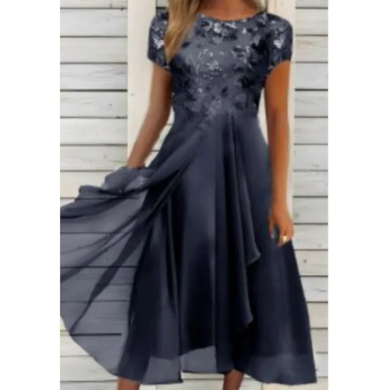 2025 新しいシフォンレースの女性のドレスエレガントなパッチワークプラスサイズのドレスカットアウトロングドレスブライドメイドイブニングパーティードレス Vestidos