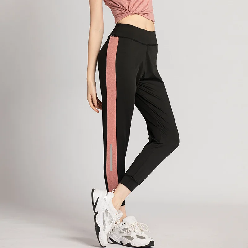 

Summer night running sweatpants women's side stripes corset loose pants quick-drying outdoor gym pants women