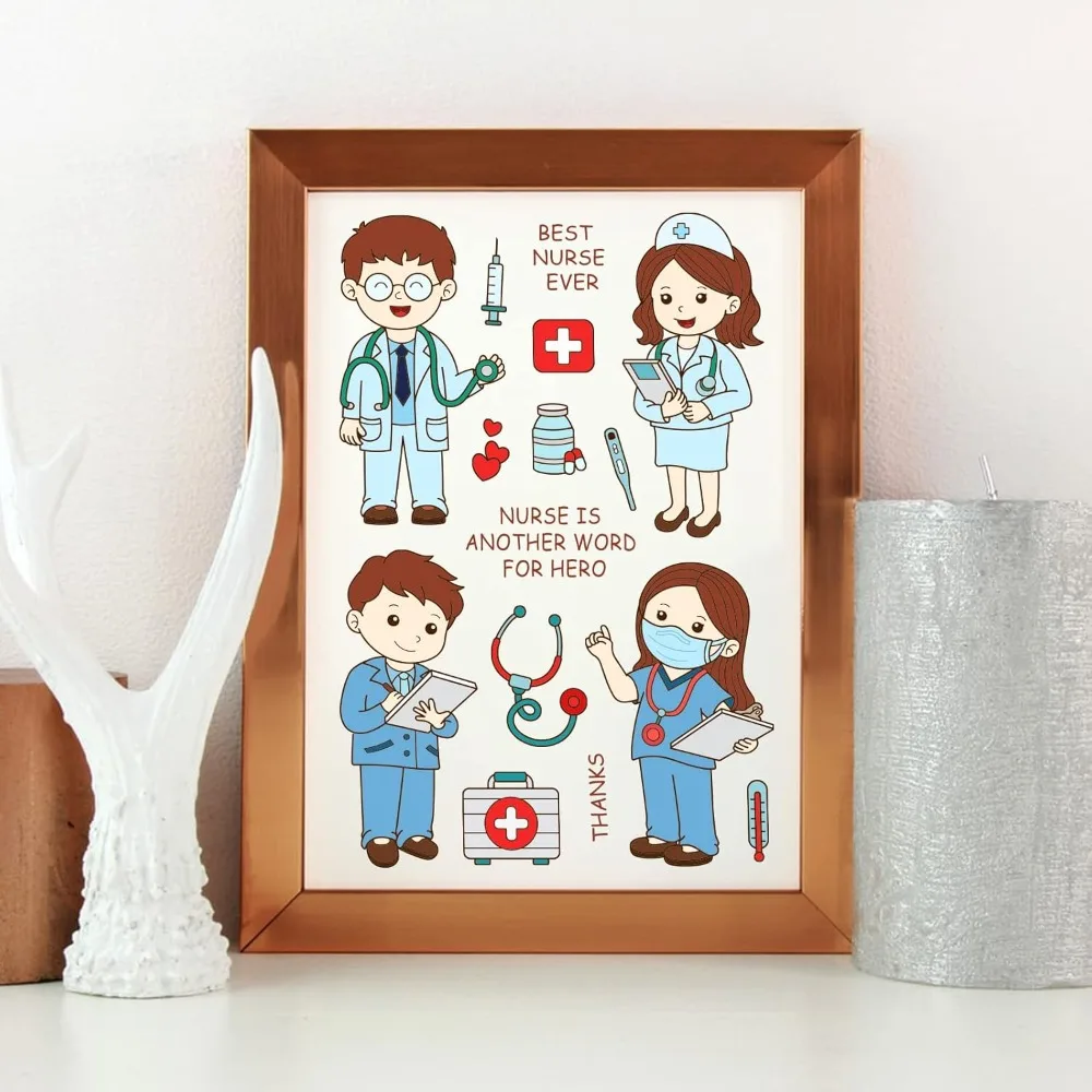 Medical Clear Stamp Doctor Words Silicone Stamp Cards Nurse Rubber Stamps Transparent Stamps for Graduation Card Making Kit