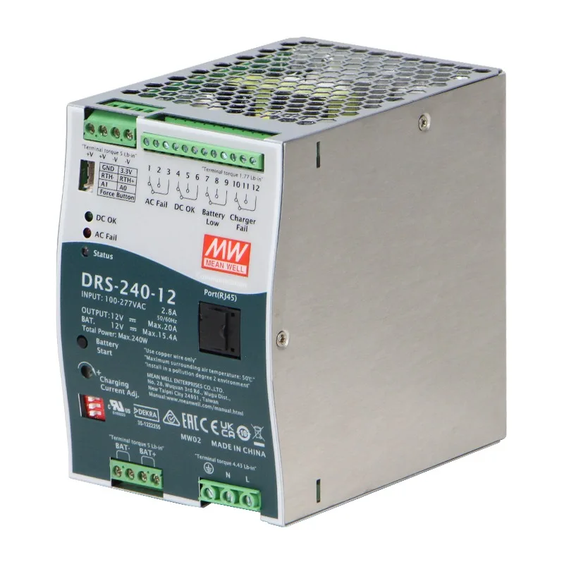 Mean Well 240W DRS-240-12 All in One Intelligent AC DC Din Rail Type Security  Power Supply