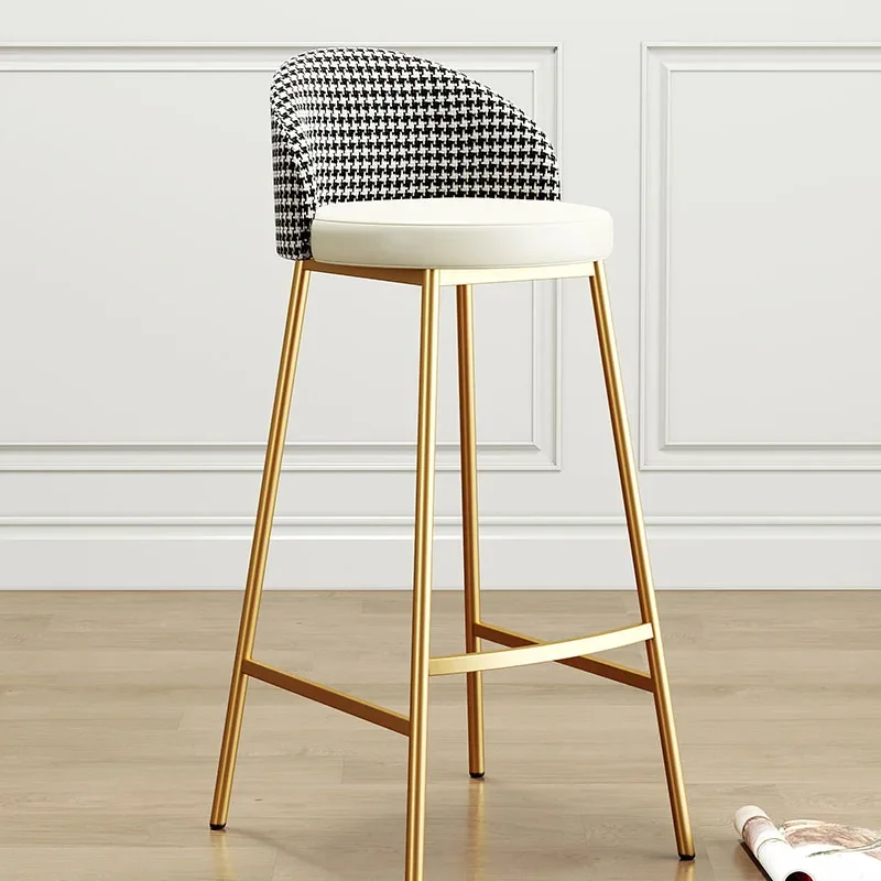 Step Counter Accent High Bar Stool Reception Make Up Gold Vintage Restaurant Luxury Adjustable Taburete Alto Furniture