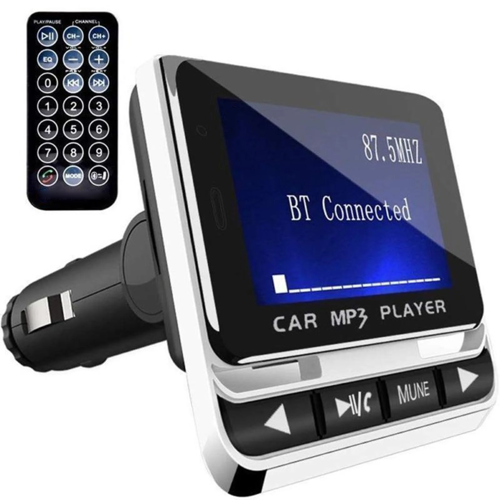 1.4 inch Wireless Car Bluetooth FM Transmitter Cigarette Lighter HIFI Radio Music Player Adapter Charger With Remote Control Kit