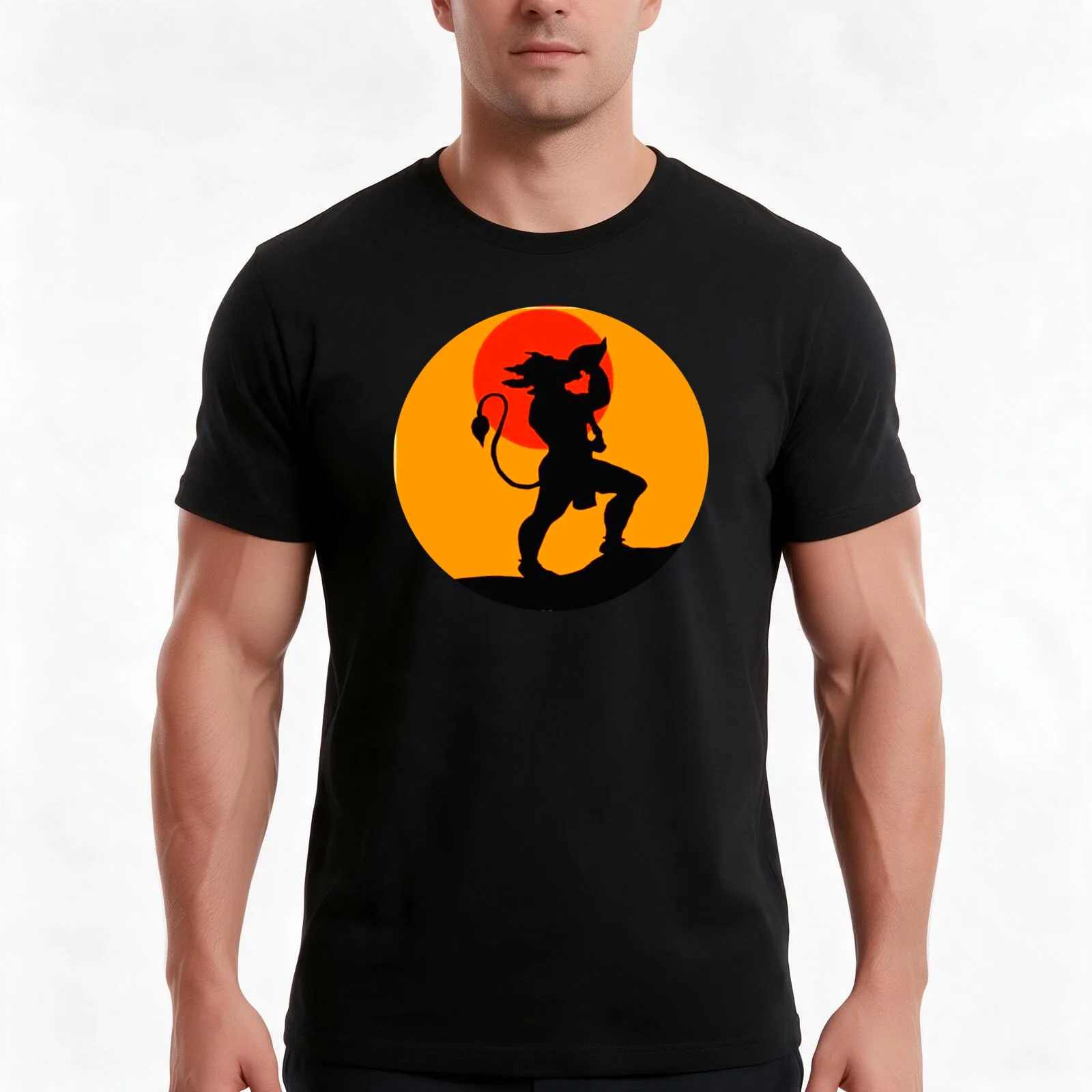 Bhagwan Hanuman ji bajrang bali god hanuman T-Shirt, Summer Casual Cotton Tee, Oversized Streetwear Tops, Vintage Graphic Print