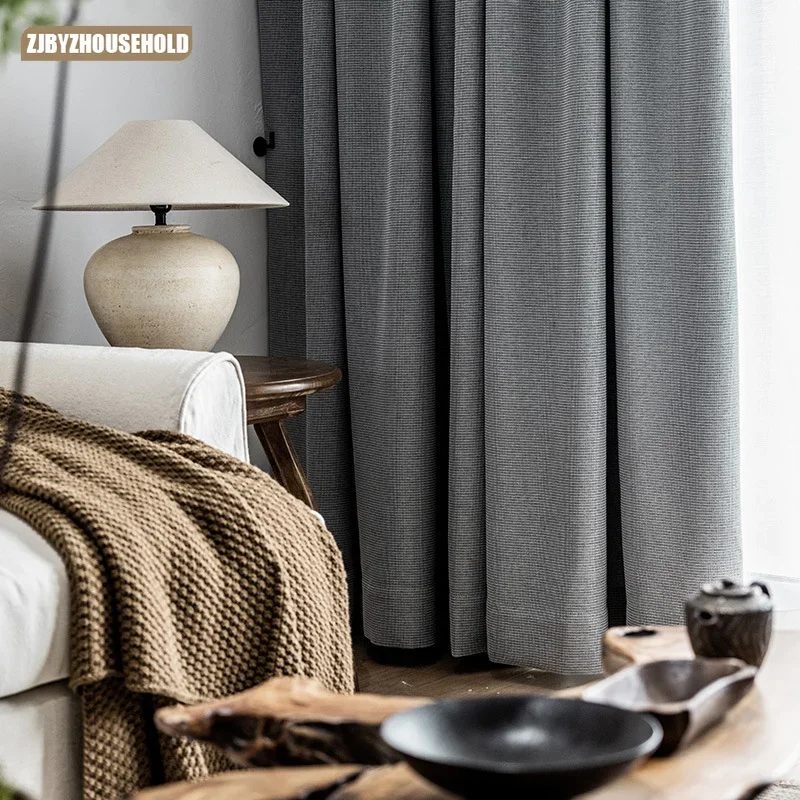 

2023 New Nordic Japanese Style Simple Modern Shading Cotton and Linen Curtains for Living Dining Room Bedroom