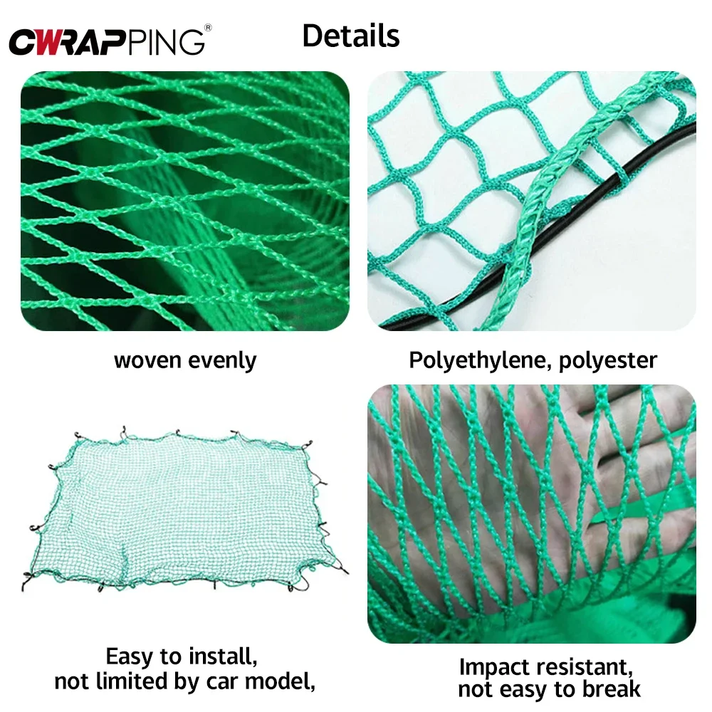Truck Trunk Cargo Network Safety Protection Trailer Elastic Mesh Grid Green Mesh Car Luggage Anti-Dangle Ornament Stability Part