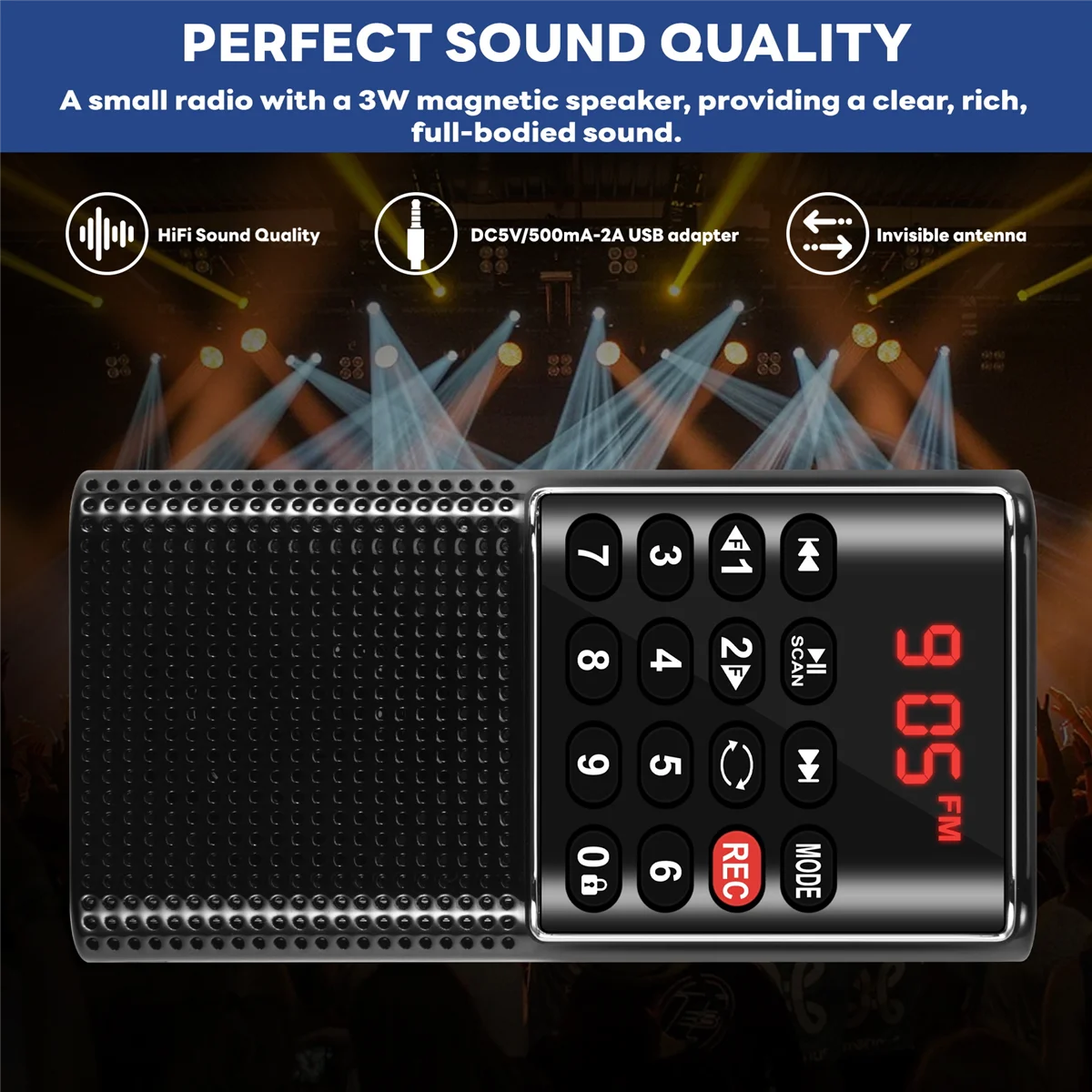 ABGN Карманное FM-радио Портативное аккумуляторное радио с записывающим устройством, ключом блокировки, SD, перезаряжаемым звуковым устройством