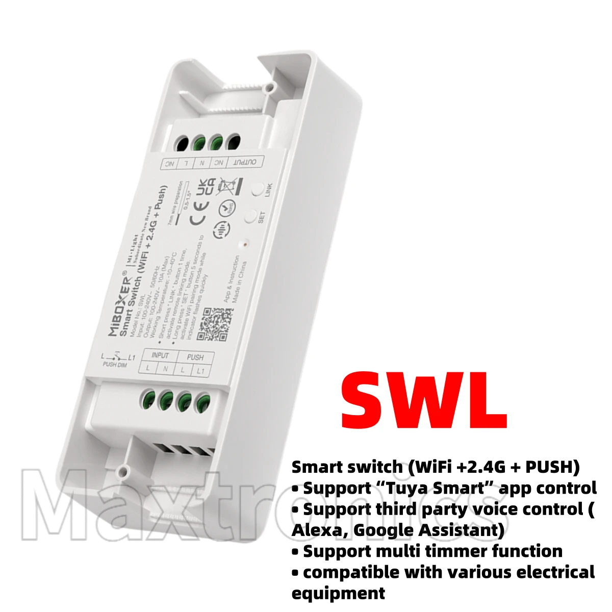 Miboxer 2.4G Smart Switch WiFi SWL/PUSH SWR Remote Control LED Lights 10A AC100-240V Support Tuya Smart App Control Multi Timmer